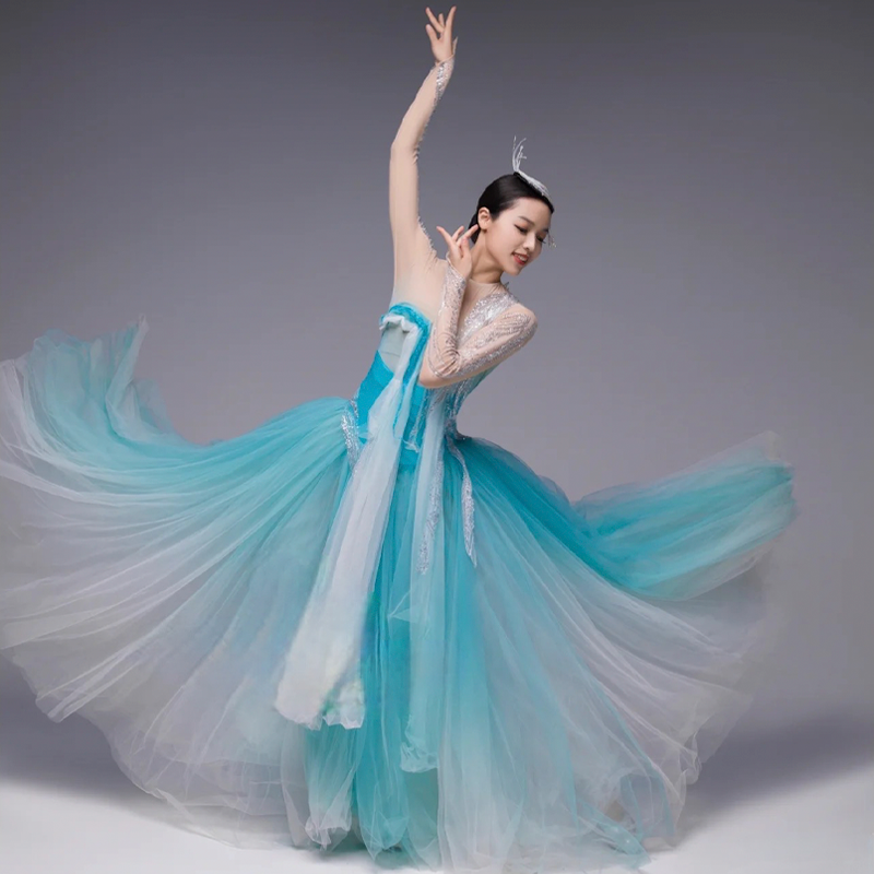开场舞大摆裙演出服女大气飘逸古典舞蹈服装大江大河歌伴舞大裙子