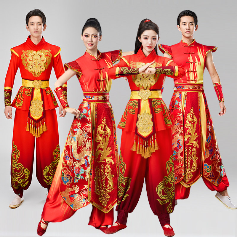 成人打鼓服演出服男女水鼓腰鼓服装锣鼓开场舞秧歌服中国风舞龙服