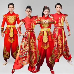 成人打鼓服演出服男女水鼓腰鼓服装 锣鼓开场舞秧歌服中国风舞龙服