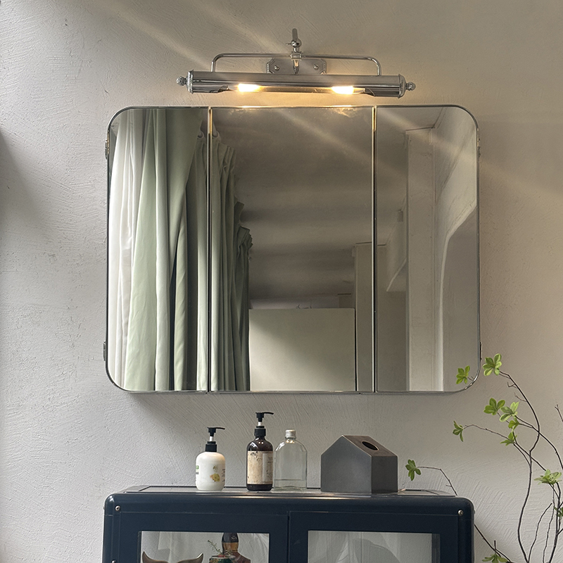 北欧工业风玄关折叠梳妆镜柜