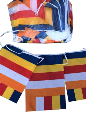 寺院20x25cm五色旗 串旗条纹彩旗飘旗寺庙户外装饰插旗