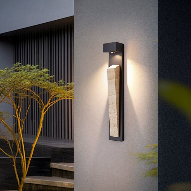 户外防水人体感应壁灯洞石外墙灯