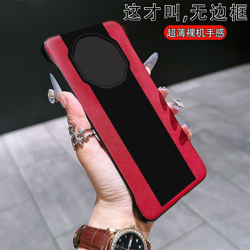 华为mate60保时捷手机壳牛皮纹