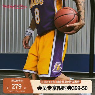 球迷版 潮流复古透气轻便篮球运动短裤 男NBA 集合美式 MN湖人队球裤