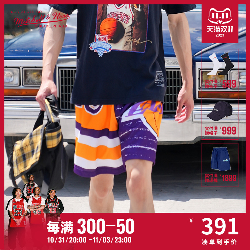 Mitchell&Ness湖人勇士公牛猛龙大屏幕2.0系列NBA篮球裤运动短裤