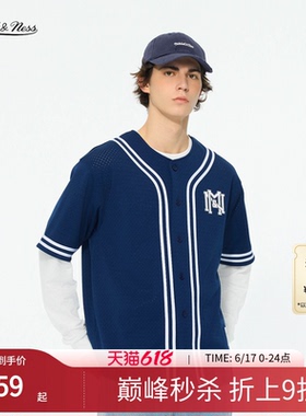 【明星同款】Mitchell&Ness短袖棒球开衫新品复古运动健身男女MN