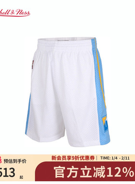 Mitchell&Ness NBA官方丹佛掘金队2006-07赛季运动男款白色SW球裤