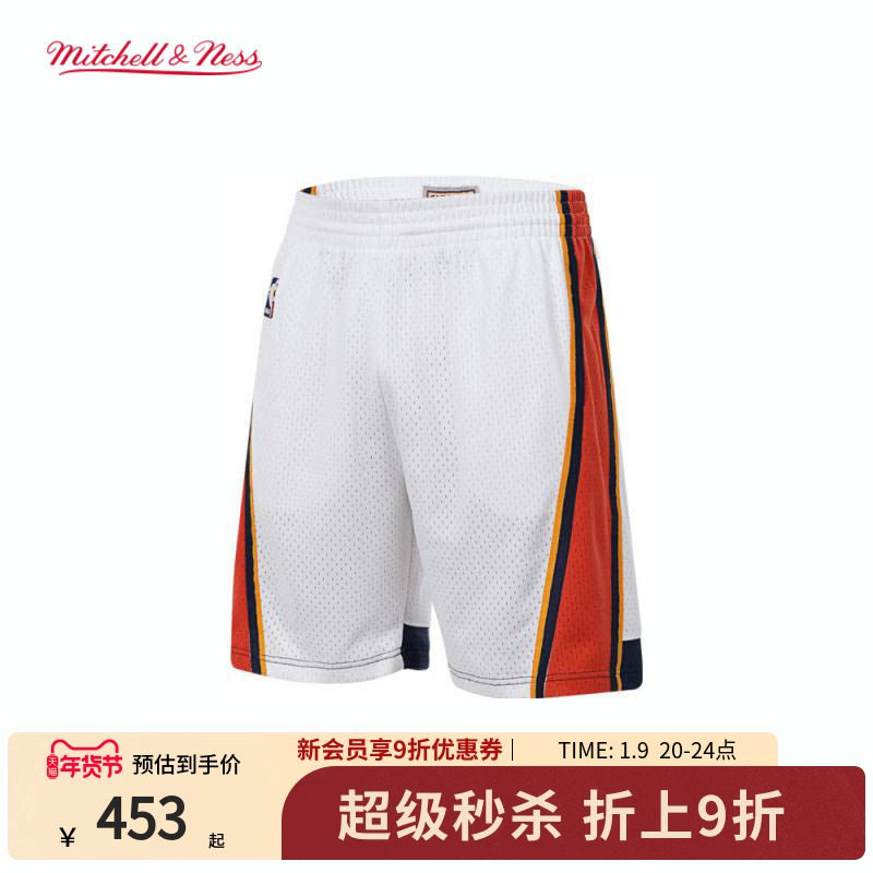 MN勇士队09-10赛季球裤美式复古轻便透气篮球运动短裤球迷版男NBA
