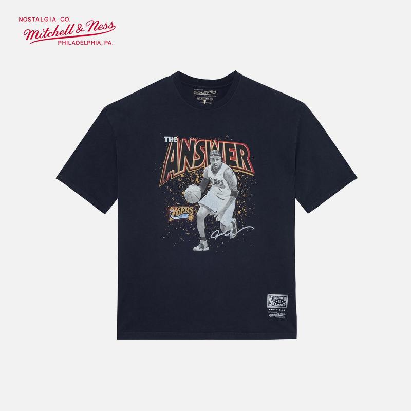 mitchell&ness艾弗森麦迪人物画像奥尼尔休闲潮流圆领短袖运动t恤