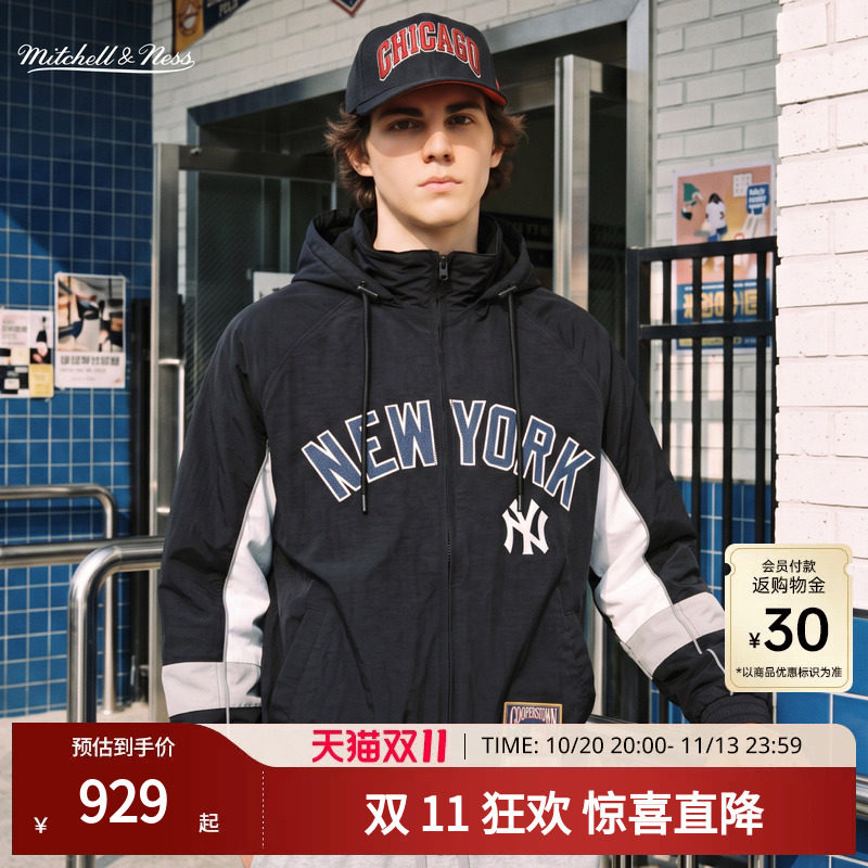 MN官方【MLB联名款】棉服NY洋基队美式复古百搭运动休闲外套男女