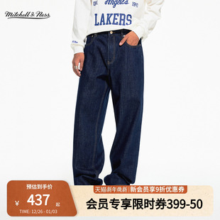 男MN 潮流宽松显瘦运动直筒长裤 mitchell&ness25秋冬新品 牛仔裤