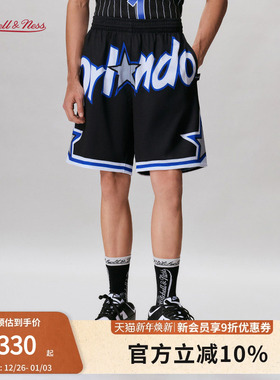 mitchell&ness短裤魔术队NBA官方美式复古BigFace2.0运动短裤男MN