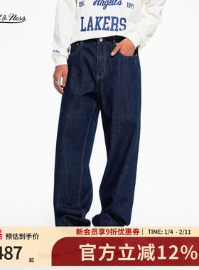 mitchell&ness25秋冬新品牛仔裤潮流宽松显瘦运动直筒长裤男MN
