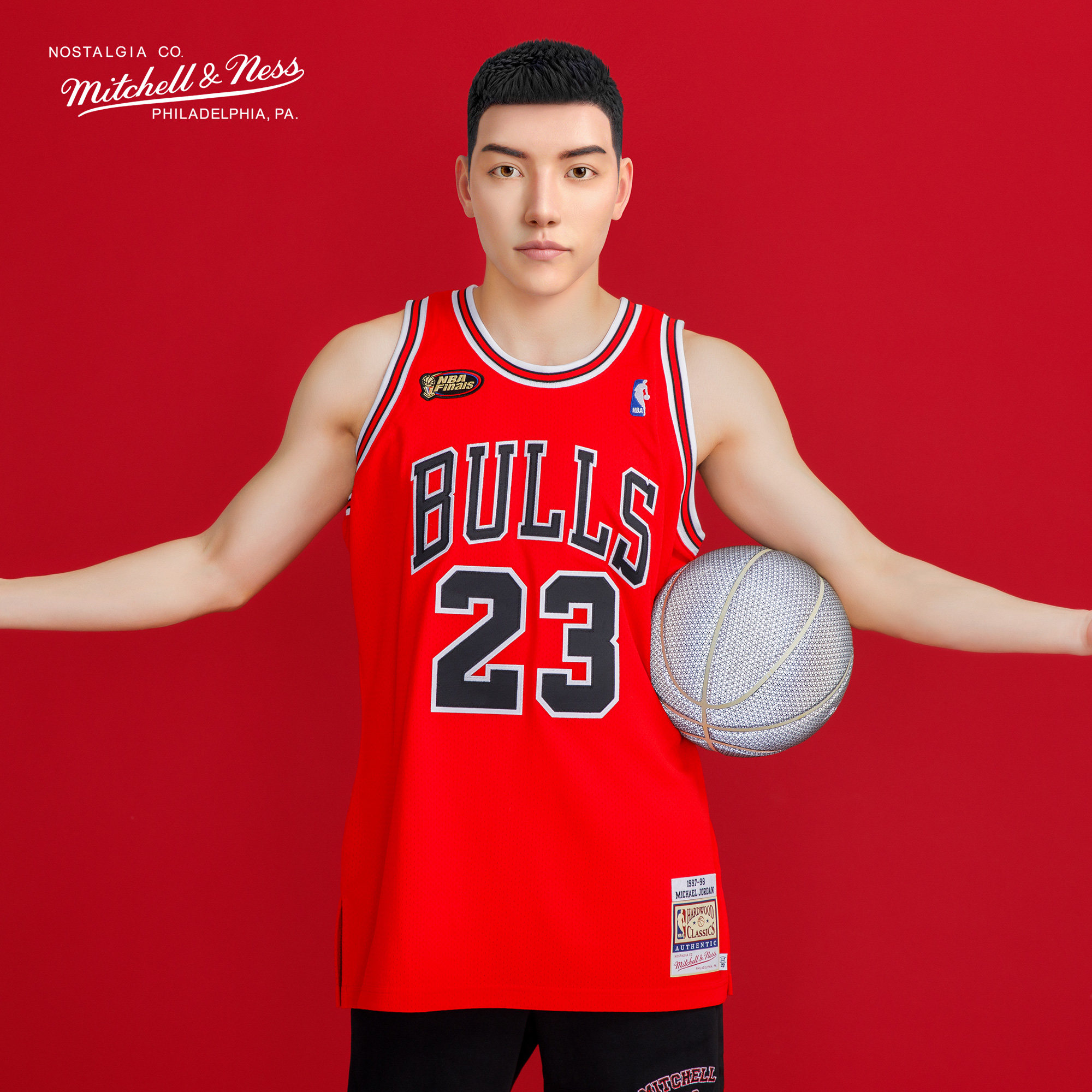 Mitchell&Ness乔丹97-98公牛23号总决赛AU复古球衣篮球服背心NBA_虎窝淘
