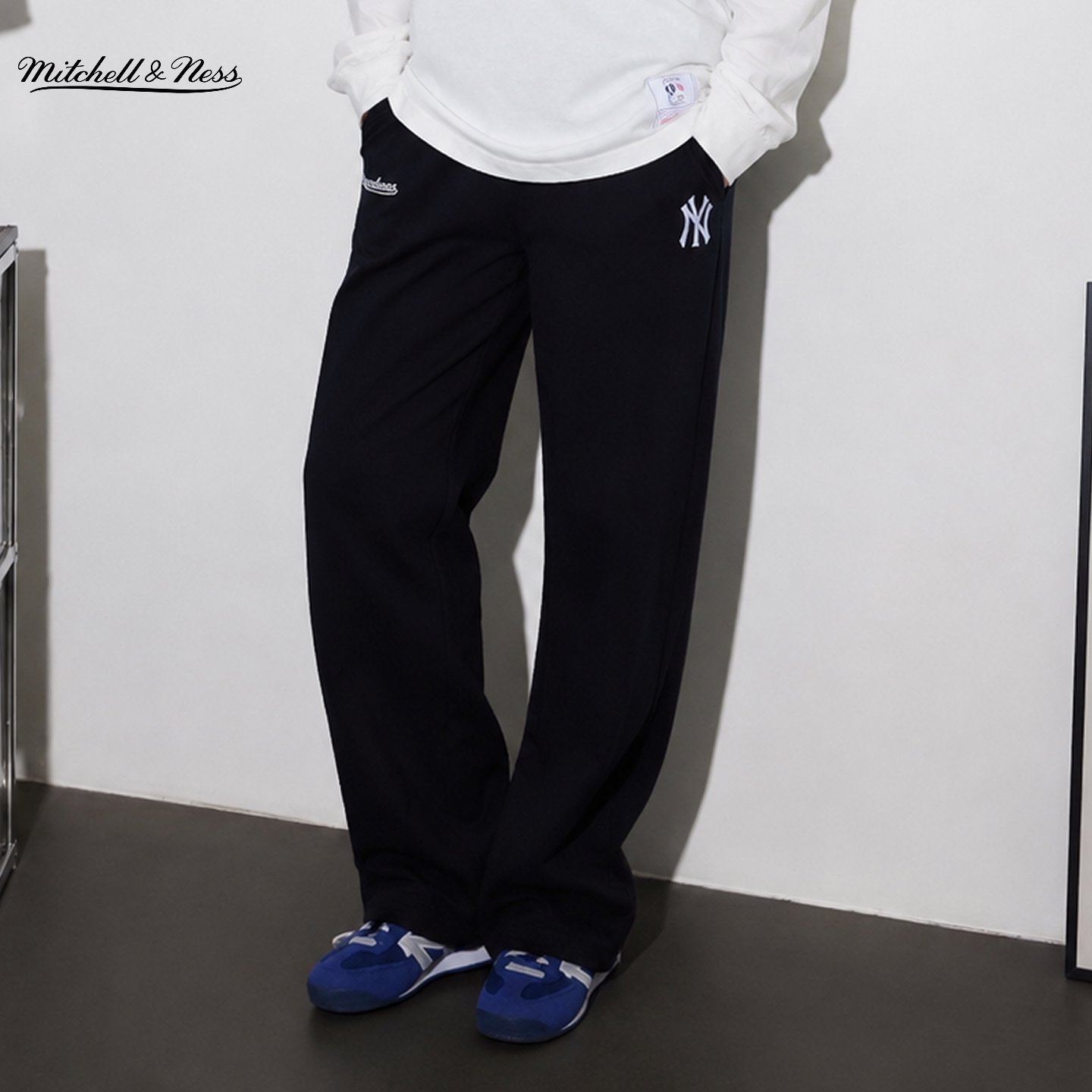 MN官方【MLB联名款】针织长裤NY洋基/LA道奇运动休闲直筒裤男女
