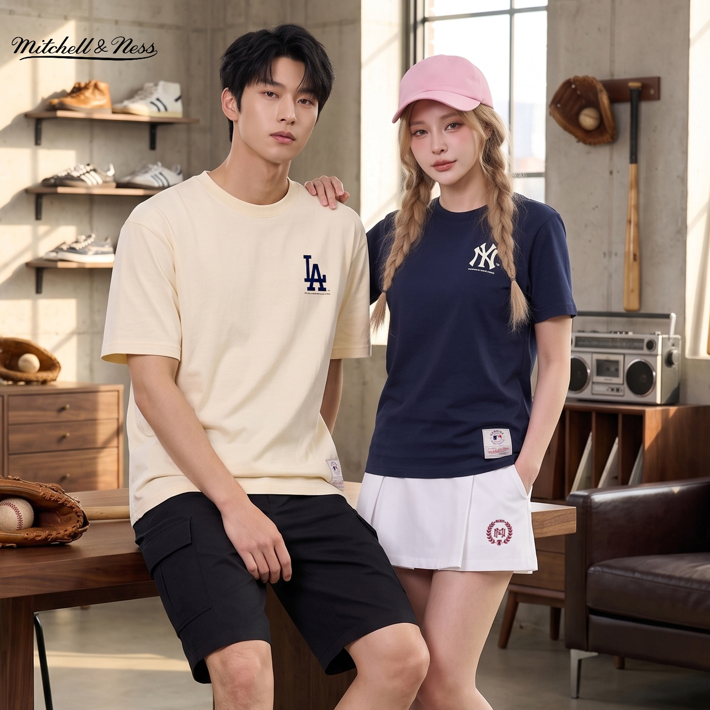 MNxMLB道奇洋基复古短袖T恤男女图片