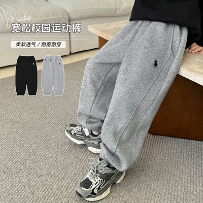 加绒裤子男童加绒卫裤冬季韩版新潮宽松休闲运动裤中大童加厚长裤