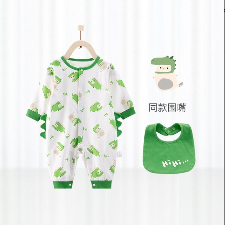 婴儿秋装纯棉哈衣爬服长袖睡衣连体衣新生宝宝保暖外出服春秋衣服