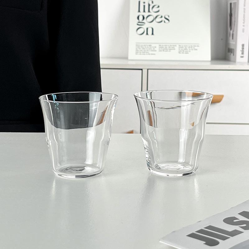 ins简约水波杯玻璃杯冰球杯鸡尾酒杯子拿铁咖啡杯宽口厚底玻璃杯