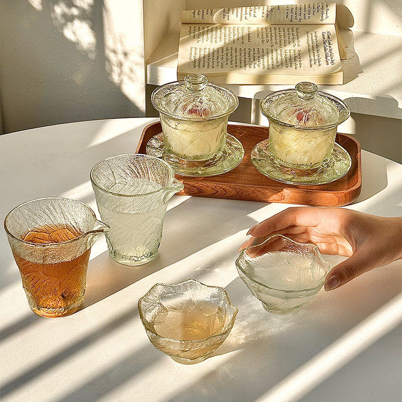 中式玄冰玻璃茶杯家用品茗功夫茶具高档泡茶器公道杯盖碗套装,餐饮具,清酒杯,淘宝优惠券,粉丝福利购,淘宝优惠卷