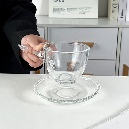 ins风珠珠法式复古手柄咖啡杯