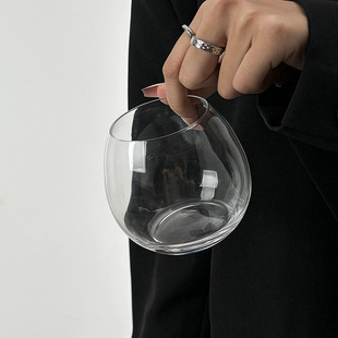 ins球形杯家用圆形蛋球杯高颜值水杯玻璃杯咖啡杯果汁杯牛奶杯子