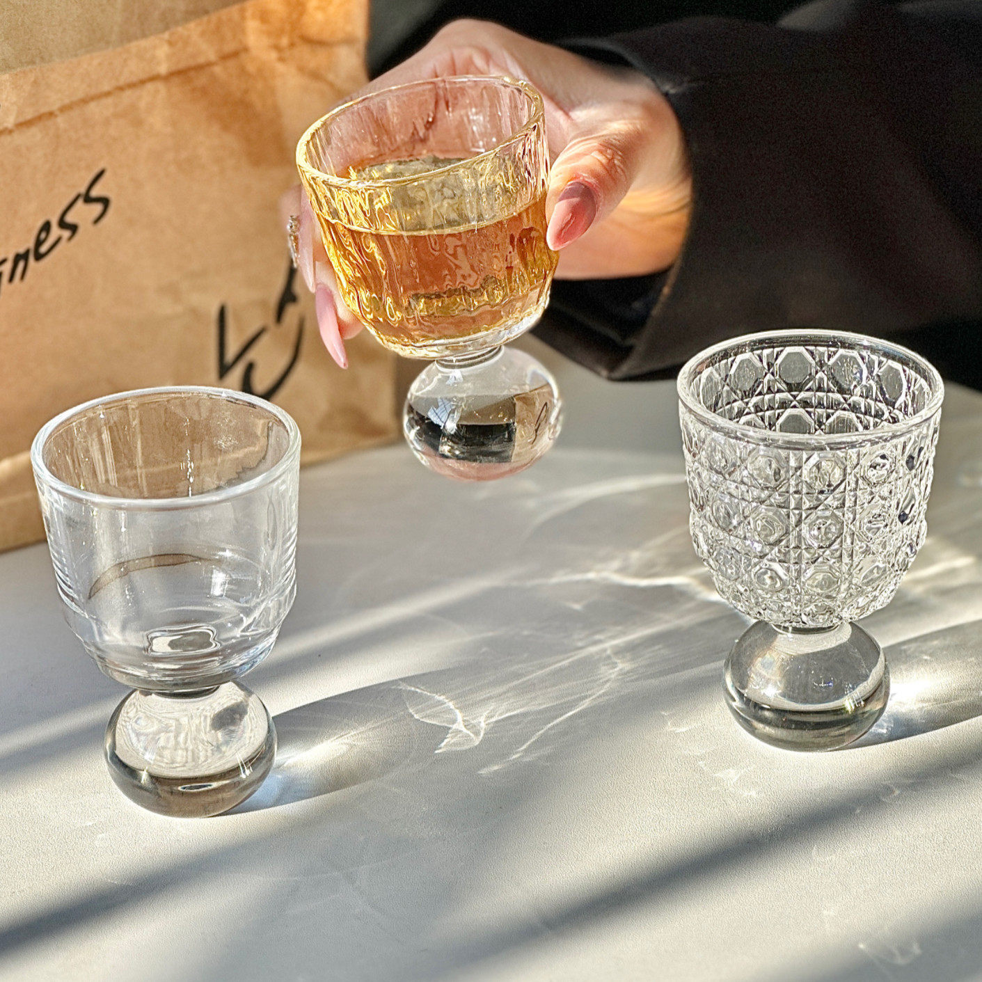 小众设计感复古透明气泡玻璃杯高颜值手工吹制鸡尾酒杯子高级水杯,餐饮具,玻璃杯,淘宝优惠券,粉丝福利购,淘宝优惠卷