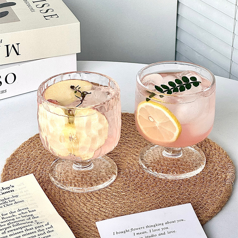 小众复古矮脚玻璃杯高颜值鸡尾酒杯微醺酒杯饮料杯果茶杯冰美式杯