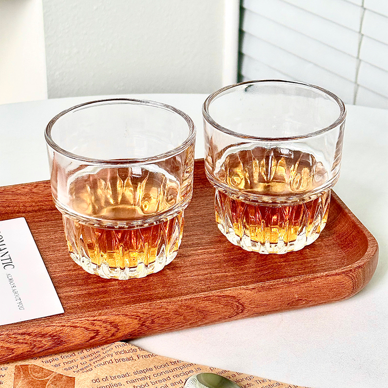 ins风可叠澳白咖啡杯冰美式拿铁玻璃杯拉花杯饮料杯果汁杯早餐杯