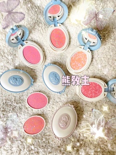 现货日本本土Laduree 拉杜丽旧版浮雕腮红蓝色肖像花瓣蜜粉高光