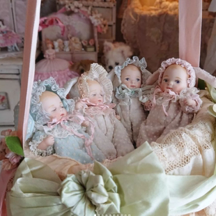 日本本土代购 手作家少女微缩手绘陶瓷娃娃关节抱娃人偶欧洲复古风