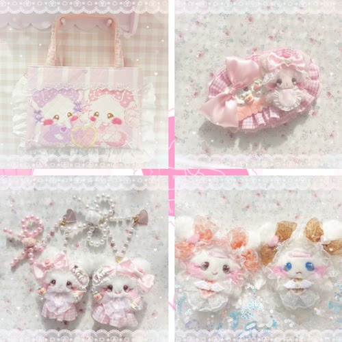 日本本土代购手工作pream洛丽塔少女抱偶玩具兔子熊毛绒发夹包挂