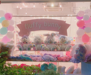 日本代购 bunny fluffy 手作 可爱彩虹兔子小熊毛绒玩偶公仔娃娃