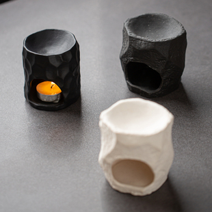 欧式陶瓷香薰精油炉几何创意家居摆件粗陶休闲会所茶室蜡烛香薰灯