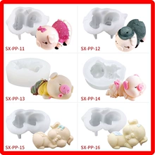 12 thậm chí silicone pudding khuôn đá khối thạch phim hoạt hình dễ thương sáng tạo tự làm bánh sô cô la nhà nhiệt độ cao - Tự làm khuôn nướng khuon banh bao