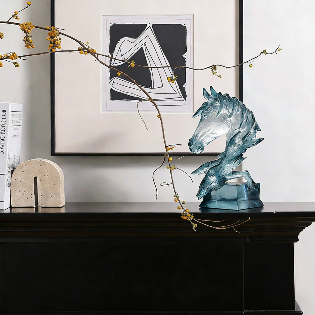 新中式树脂马雕塑摆件书房桌面装饰品动物造型祝福寓意,家居饰品,装饰摆件,淘宝优惠券,粉丝福利购,淘宝优惠卷