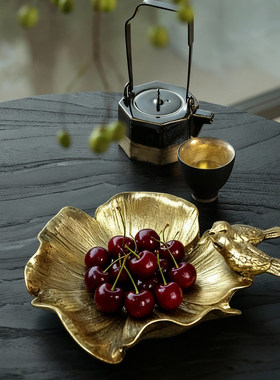 新中式铜花鸟失蜡法收纳摆件乔迁