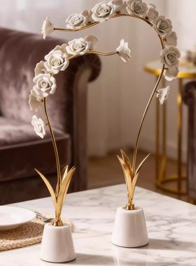 手工仿真玫瑰花客厅玄关装饰摆件