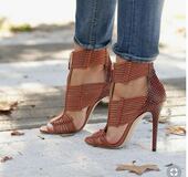 rulers 个性 女鞋 silla 凉鞋 棕色蛇纹细带组合超高跟11厘米凉靴 款