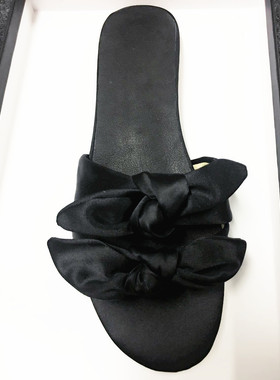 拖鞋黑色蝴蝶结平跟可定其它颜色红色蓝色绿色白色舒适女鞋凉鞋