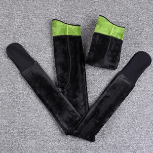 秋冬季 女加绒加厚外穿紧身踩脚护腰显瘦腿连脚袜 高腰连体打底裤