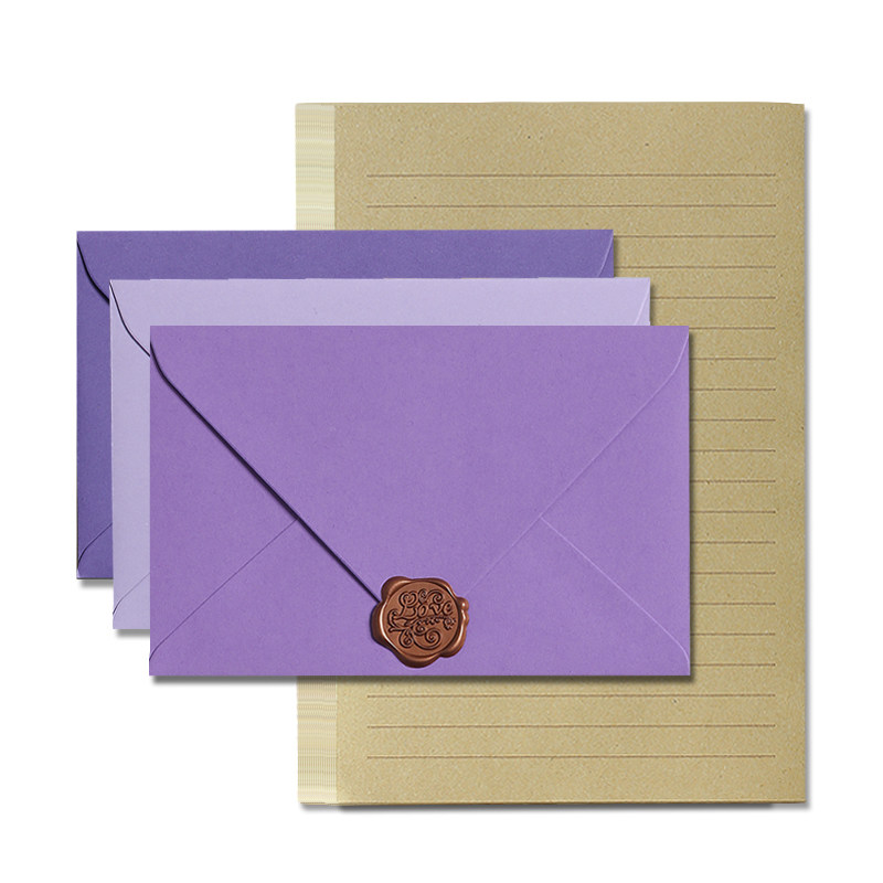 紫罗兰暖系信封唯美精致小清新可爱情书复古牛皮信纸闺蜜祝福贺卡