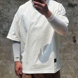 冈山激流 匠人手工磨破高克重磅宽版廓形短袖T恤cityboy日潮风格