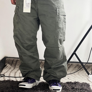 平替RRL抢闸25AW美式Vintage宽松直筒多袋伞兵束脚工装裤重磅堆积