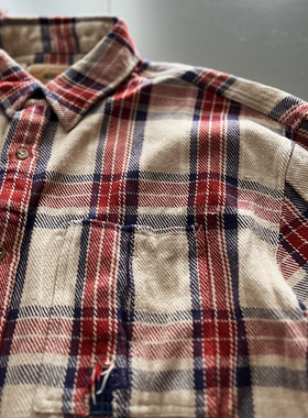 原厂莞制 六叔MADSS破烂补丁做旧水洗日系宽版重磅格子衬衫工装潮