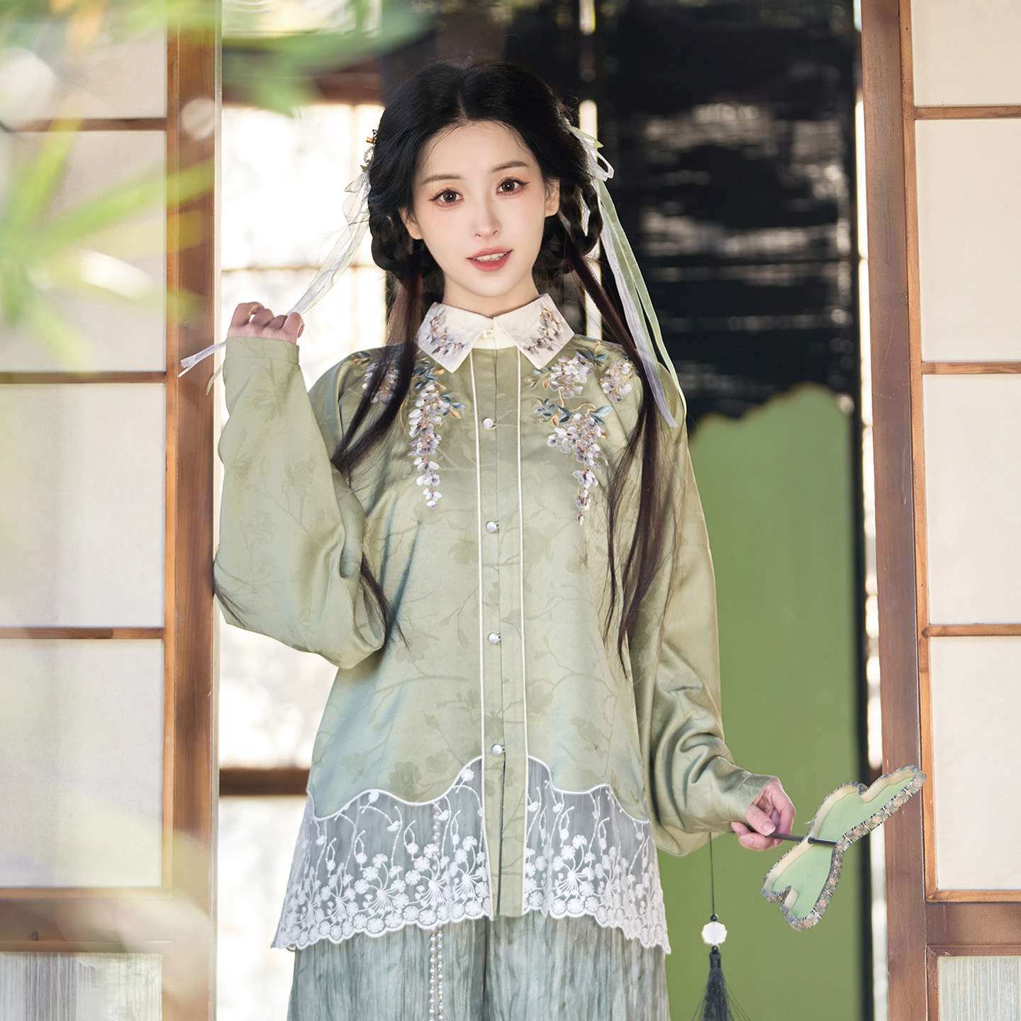立春·蔓蔓烟萝 清水溪汉初原创国风汉服春秋刺绣弓袋袖改良宋裤,女装/女士精品,汉服套装,淘宝优惠券,粉丝福利购,淘宝优惠卷