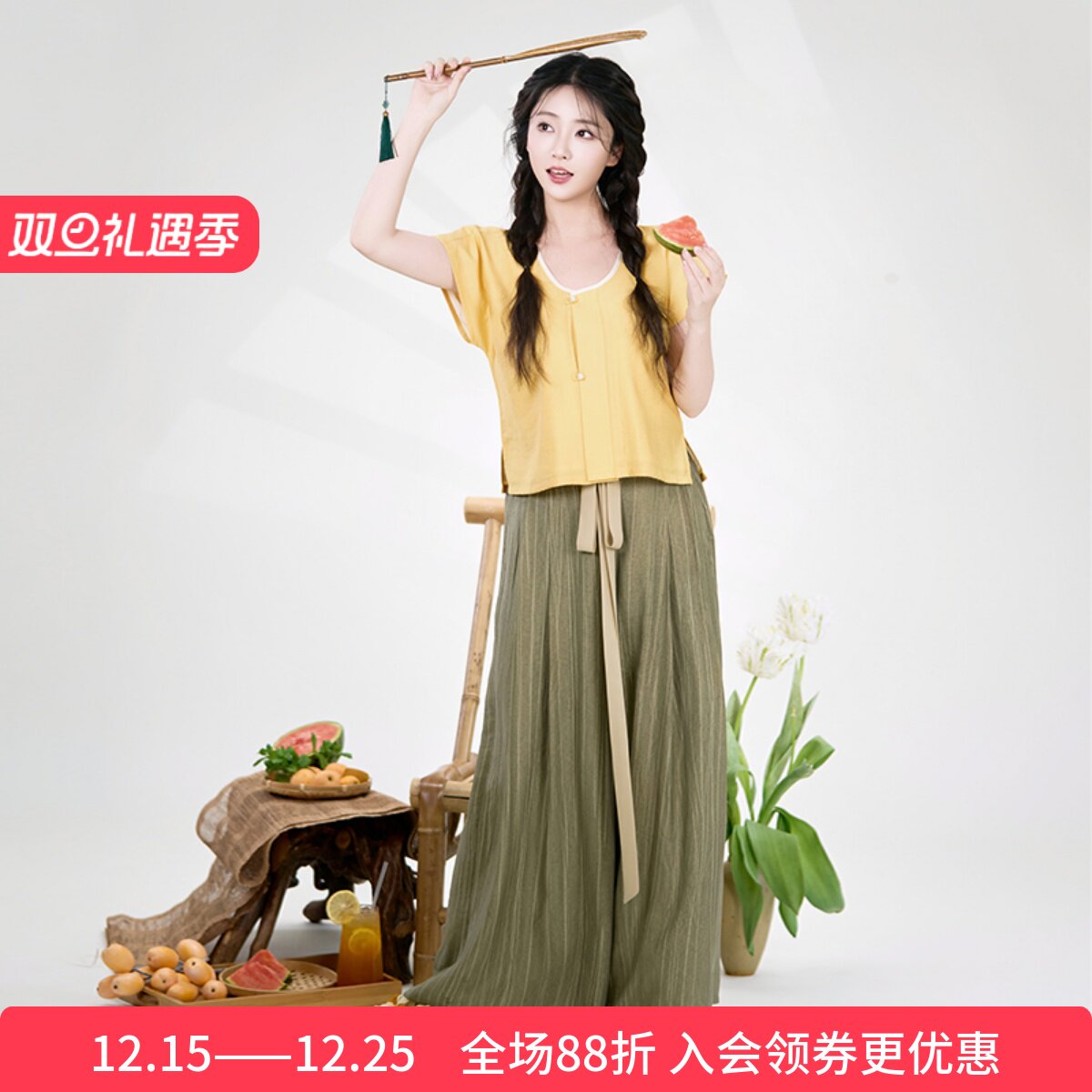 溪亭消夏 清水溪汉服女装改良唐背子春夏款新中式汉服女2025新款