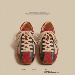 百搭运动休闲系带阿甘鞋 2026春季 透气时尚 复古撞色拼接德训鞋 新款