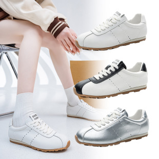 女2025春季 百搭休闲透气德训鞋 新款 时尚 软底阿甘鞋 复古真皮德训鞋