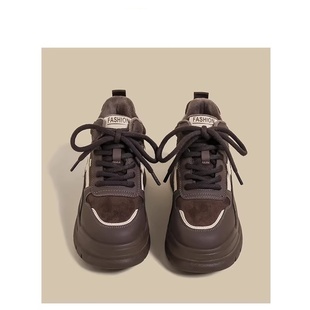 高帮运动鞋女2025秋冬季新款加绒保暖复古棕色小众休闲老爹板棉鞋